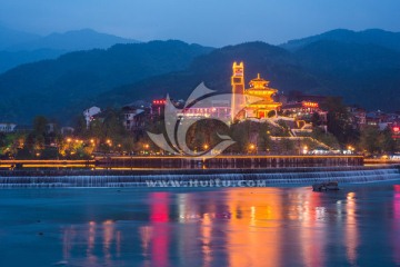 汶川水磨古镇夜景