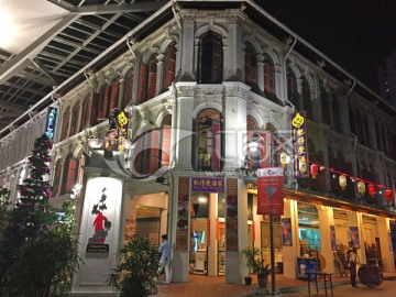 新加坡街路建筑夜景
