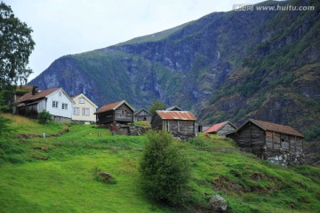 挪威弗洛姆周边传统北欧村庄