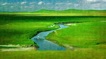 草原水源风景