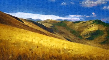 草原风景油画