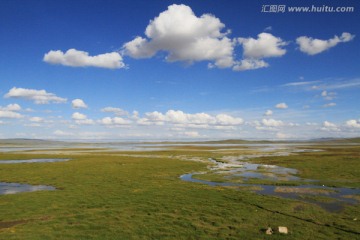 湿地 蓝天白云 四川石渠