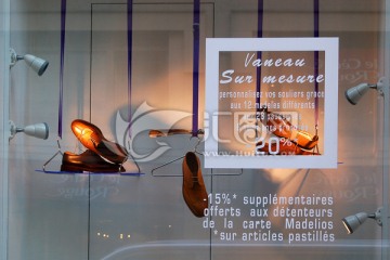 巴黎街景 商店橱窗 皮鞋橱窗