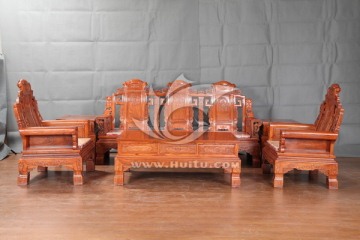 红木家具雕花面板沙发非洲花梨