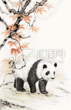 大熊猫 藤蔓 国画