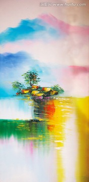 新中式山水风景油画