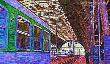 车站建筑画