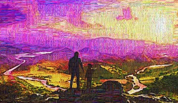 山脉风景彩画