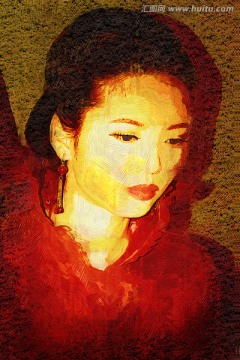 油画 少女