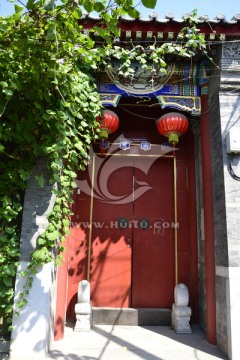 路北京胡同 明清建筑 红漆大门