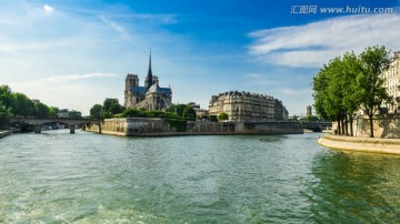 法国巴黎塞纳河巴黎圣母院