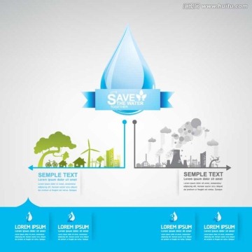 保护水资源海报矢量图