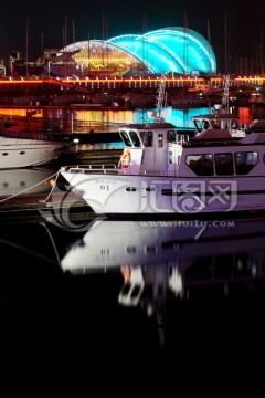 青岛 大海 夜景 海洋 海岸