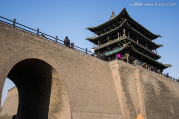 平遥古城城门楼子 夯土包砖