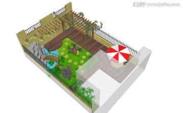 庭院景观 庭院绿化 skp模型
