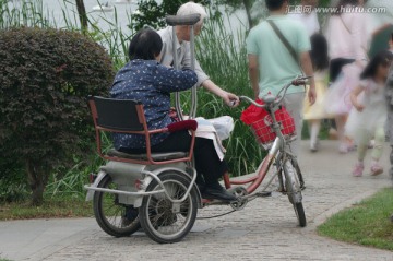 老人 扶持 推轮椅