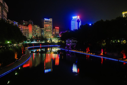 贵州遵义湘江河夜景