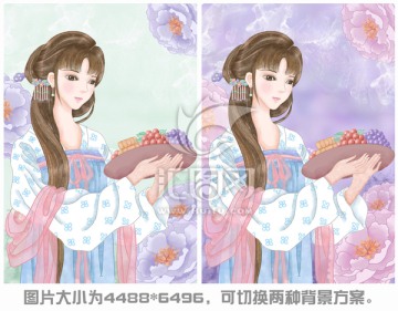 汉服古风美女插画图片