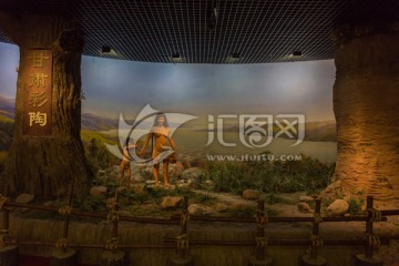 仰韶文化原始部落遗址模型