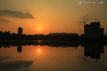 长沙施家港水上公园夕阳