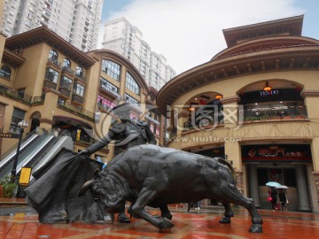 武汉西班牙风情街斗牛雕塑