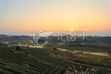 叙永丹山梯田茶园夕阳落日