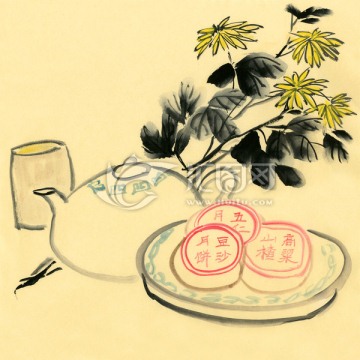 菊花月饼 中秋节素材