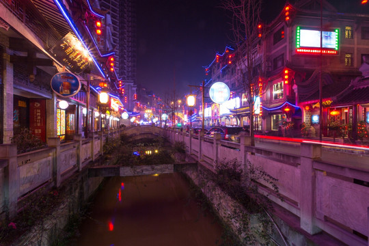 四川泸州叙永鱼凫古街夜景