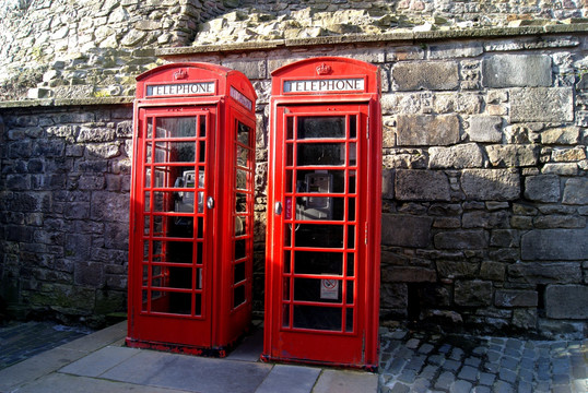 英国爱丁堡古城堡内电话亭
