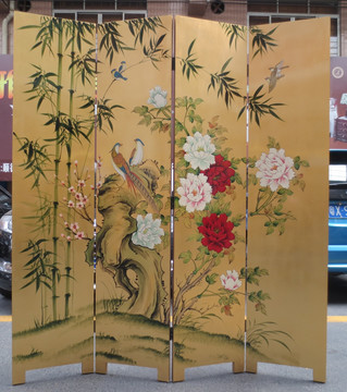 古典屏风竹子