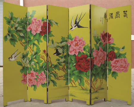 古典屏风牡丹花
