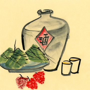 端午节 国画粽子