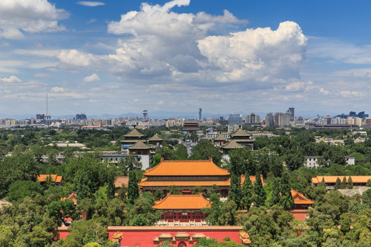 蓝天下的北京城市风光