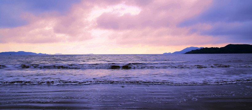 大海 海边 波浪 日落