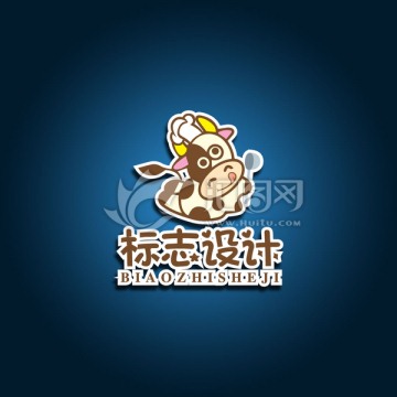 卡通牛厨师logo