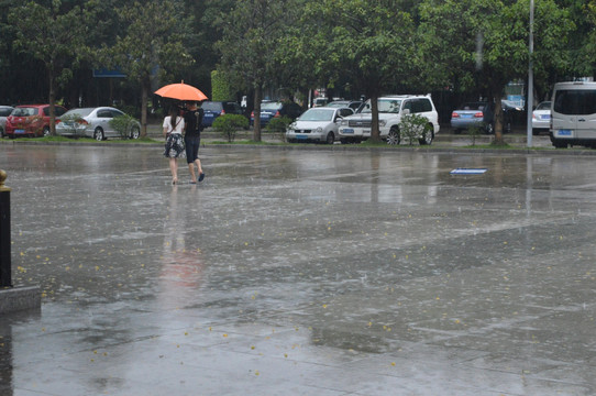 雨中行人