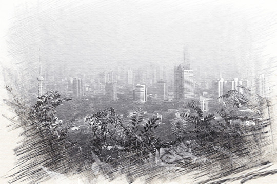 鸟瞰济南市区