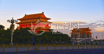 夕阳 前门城楼