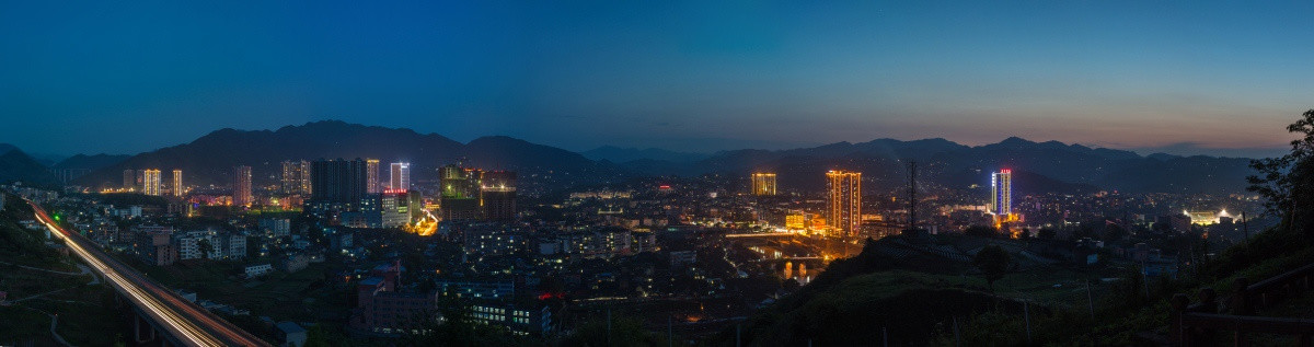 叙永城全景夜景接片长图超大尺寸