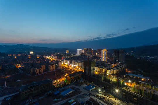 泸州叙永永宁新区夜景俯视鸟瞰