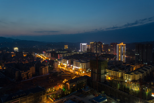 泸州叙永永宁新区夜景俯视鸟瞰