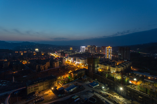 泸州叙永永宁新区夜景俯视鸟瞰