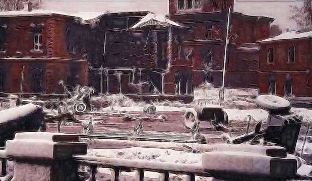 建筑风景油画