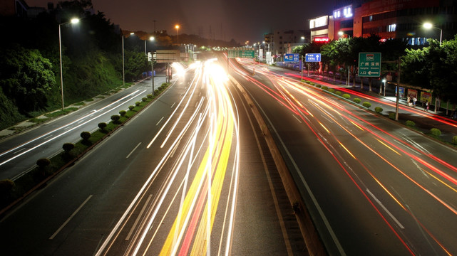 夜景车灯