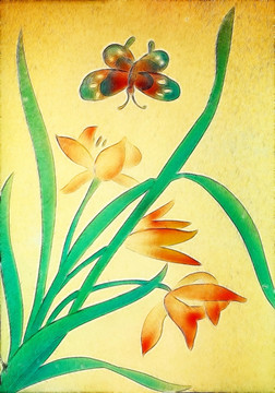 玻璃花卉装饰画