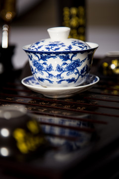 青花瓷茶具实景高清图