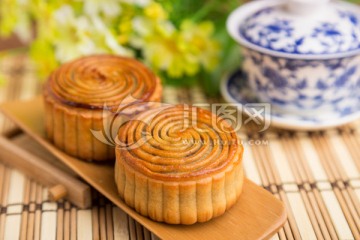 客家插茶月饼实景高清图