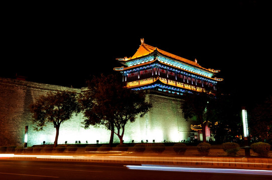 西安古城墙南门夜景