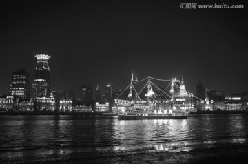 上海外滩夜景 黑白