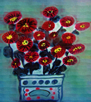 油画 花盆